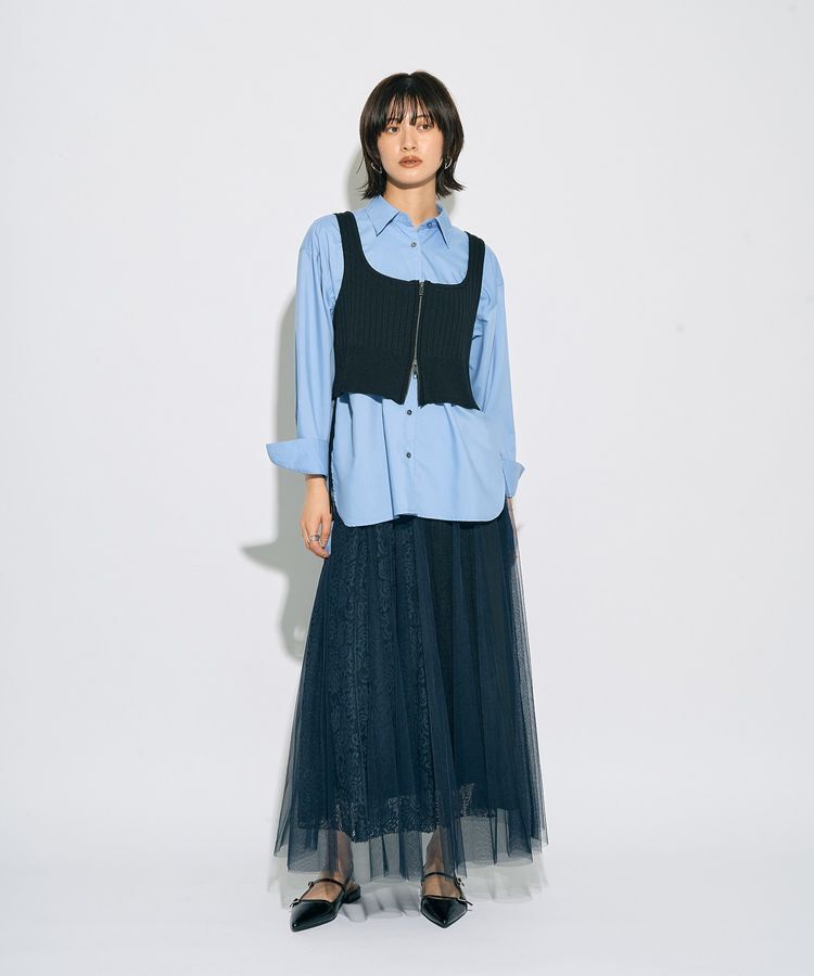 Editt by YECCA VECCA「【archive】レースブロッキングチュールスカート」|フレア|