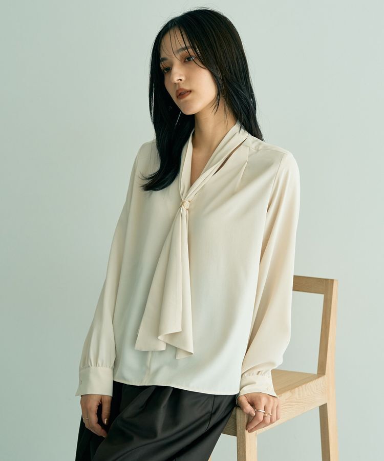 YECCA VECCA「スカーフリング付きボウタイブラウス」|シャツ・ブラウス|