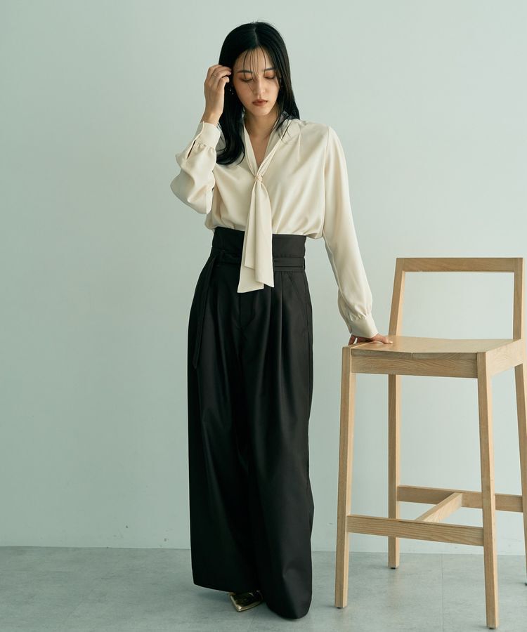 YECCA VECCA「スカーフリング付きボウタイブラウス」|シャツ・ブラウス|