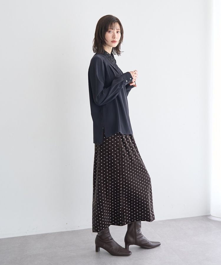 YECCA VECCA「グリッタードットベロアナロースカート」|スカート|