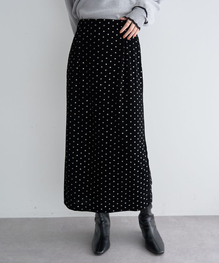 YECCA VECCA「グリッタードットベロアナロースカート」|スカート|