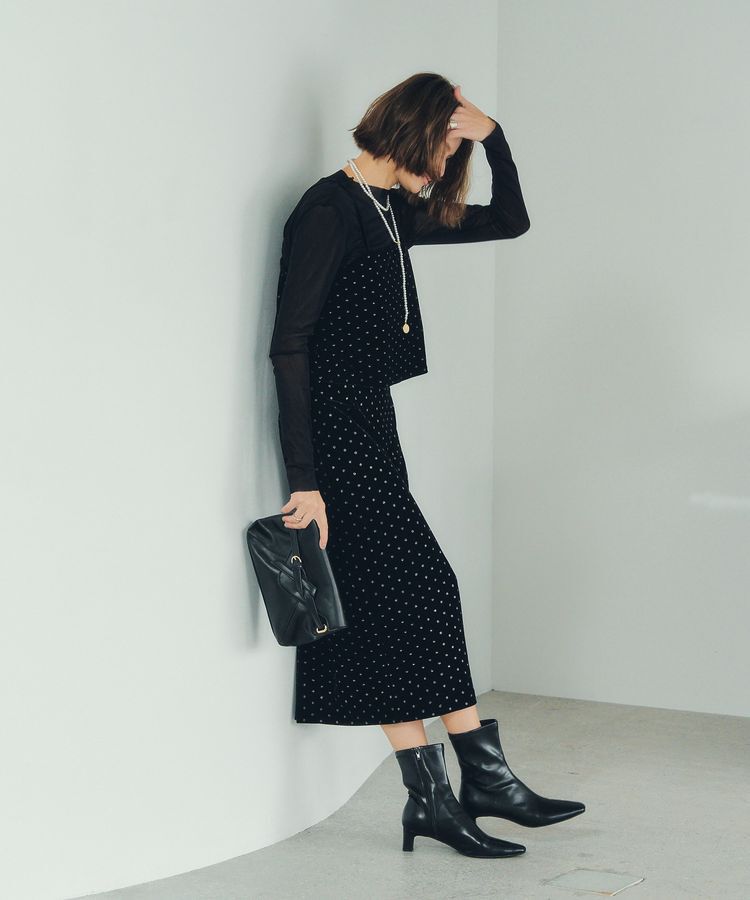 YECCA VECCA「グリッタードットベロアナロースカート」|スカート|