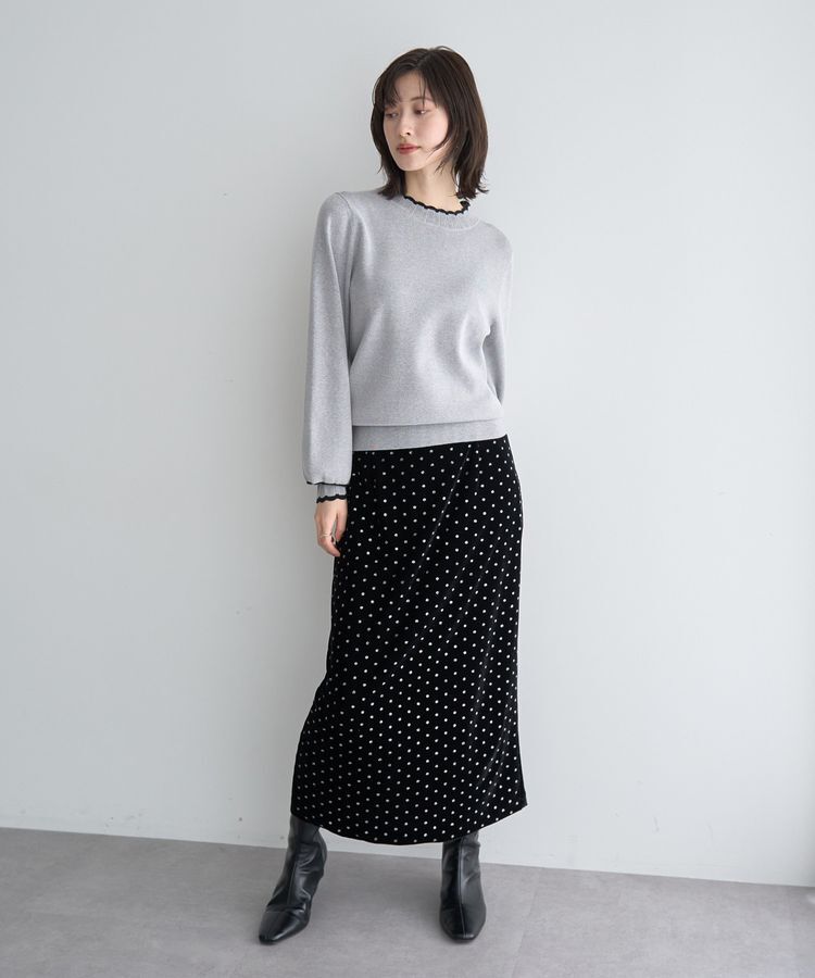 YECCA VECCA「グリッタードットベロアナロースカート」|スカート|