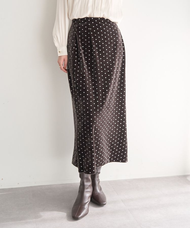 YECCA VECCA「グリッタードットベロアナロースカート」|スカート|Brown