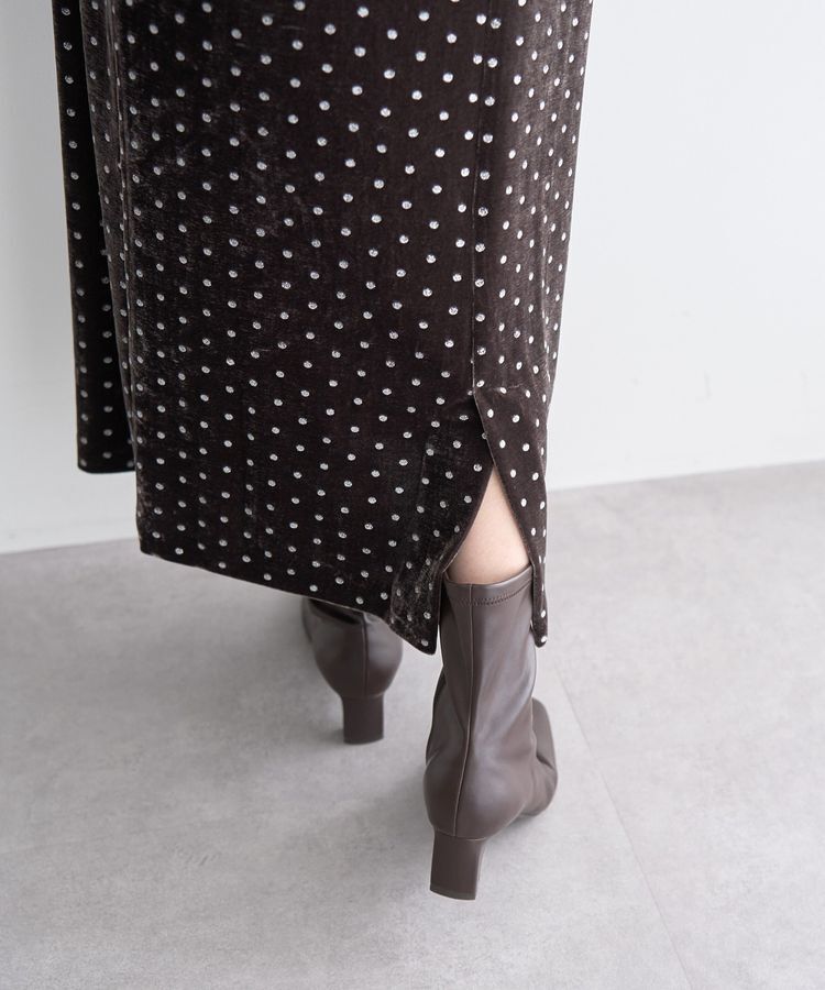 YECCA VECCA「グリッタードットベロアナロースカート」|スカート|