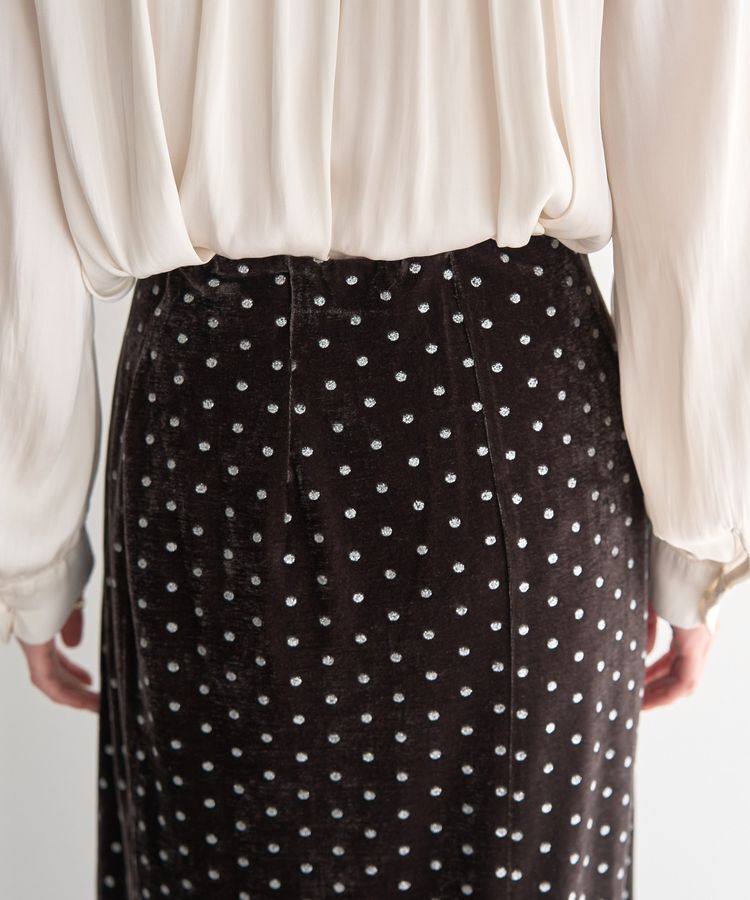 YECCA VECCA「グリッタードットベロアナロースカート」|スカート|