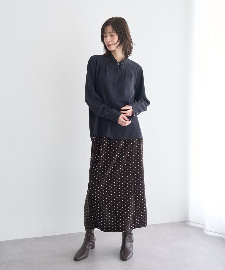 YECCA VECCA「グリッタードットベロアナロースカート」|スカート|