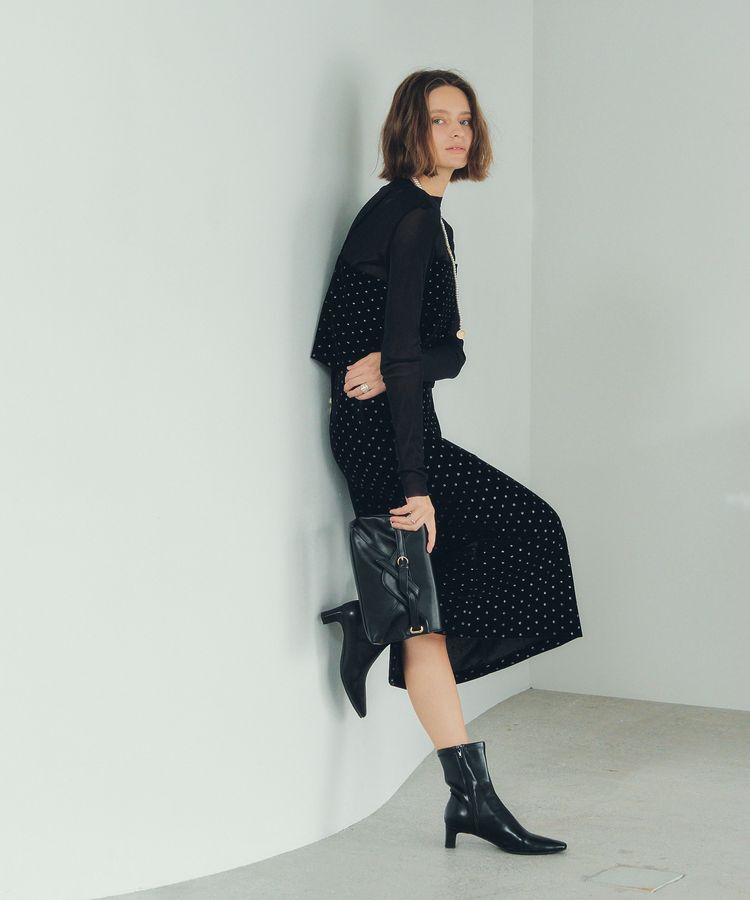 YECCA VECCA「グリッタードットベロアナロースカート」|スカート|