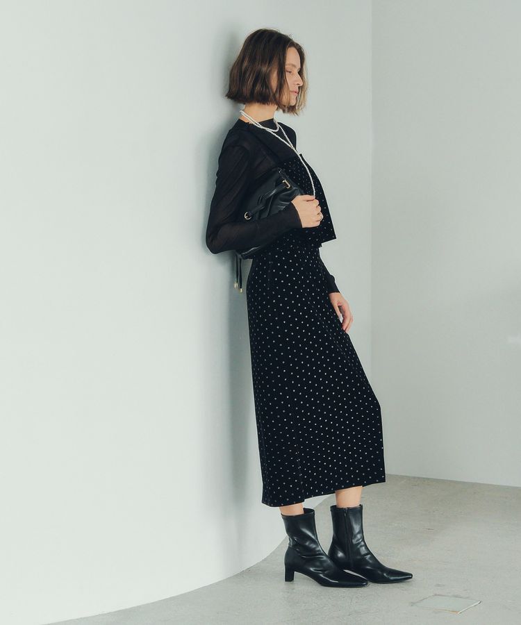 YECCA VECCA「グリッタードットベロアナロースカート」|スカート|