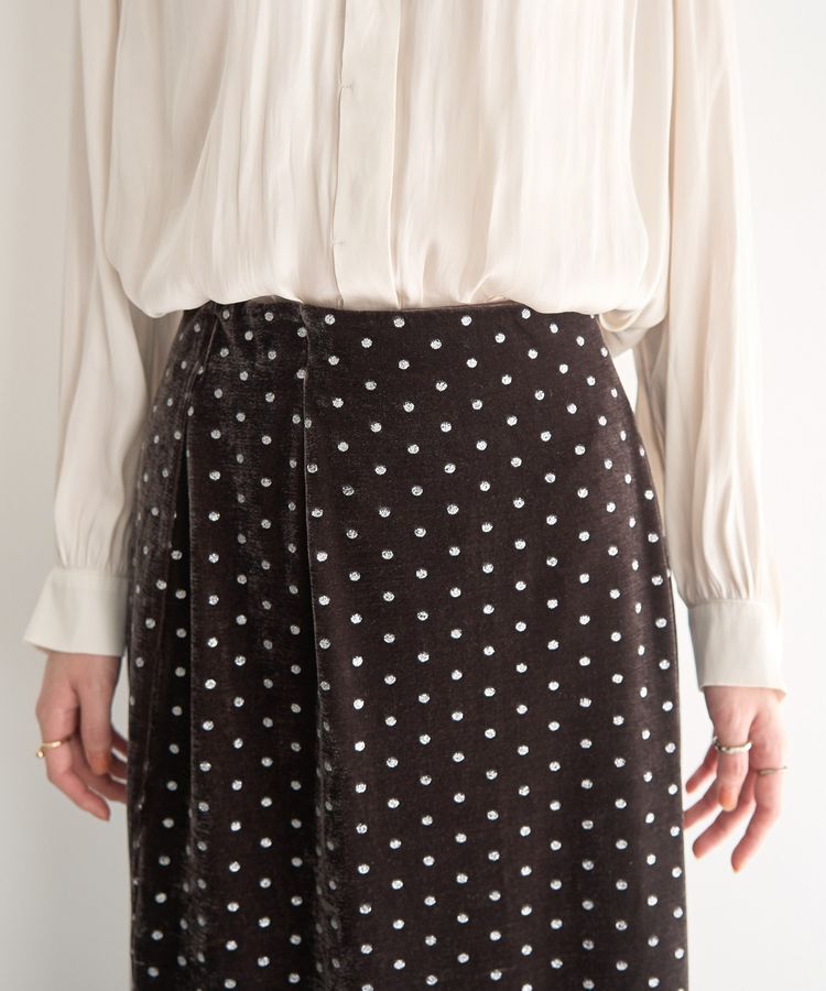 YECCA VECCA「グリッタードットベロアナロースカート」|スカート|
