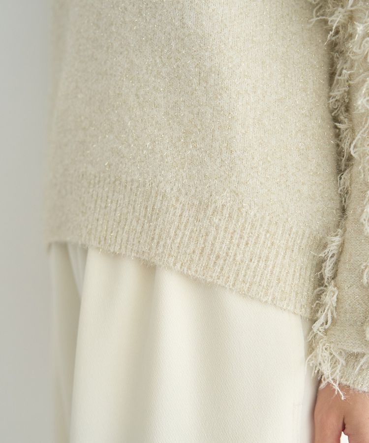YECCA VECCA「ラメフェザー袖フリンジニット」|ニット・セーター|