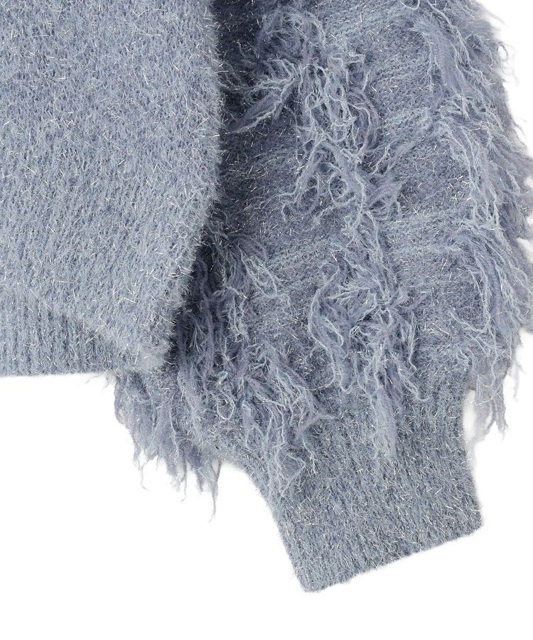 YECCA VECCA「ラメフェザー袖フリンジニット」|ニット・セーター|