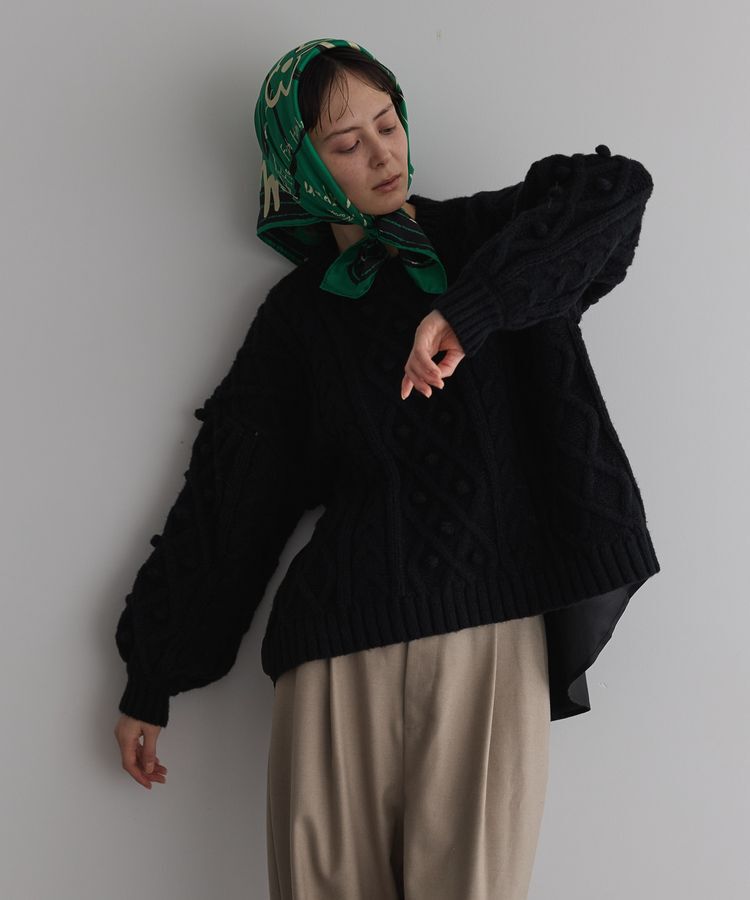 GARAGE OF GOOD CLOTHING「【TORRAZZO DONNA】ケーブルニット&times;ブラウス」|ニット・セーター|Black