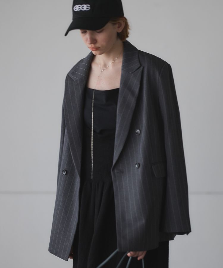 GARAGE OF GOOD CLOTHING「ベルト付きストライプダブルテーラージャケット」|テーラードジャケット|