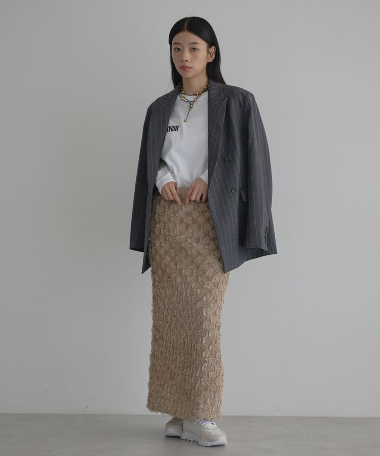 GARAGE OF GOOD CLOTHING「ベルト付きストライプダブルテーラージャケット」|テーラードジャケット|