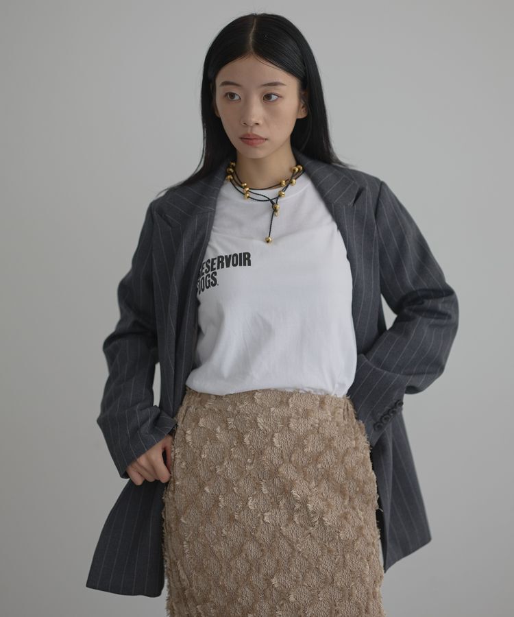 GARAGE OF GOOD CLOTHING「ベルト付きストライプダブルテーラージャケット」|テーラードジャケット|