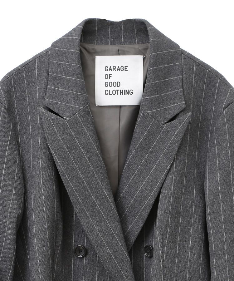 GARAGE OF GOOD CLOTHING「ベルト付きストライプダブルテーラージャケット」|テーラードジャケット|
