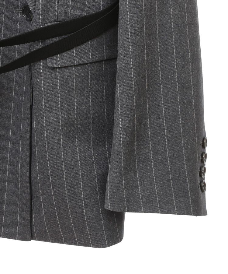 GARAGE OF GOOD CLOTHING「ベルト付きストライプダブルテーラージャケット」|テーラードジャケット|