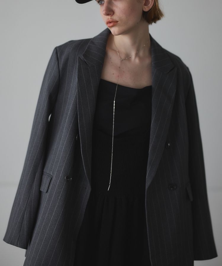 GARAGE OF GOOD CLOTHING「ベルト付きストライプダブルテーラージャケット」|テーラードジャケット|