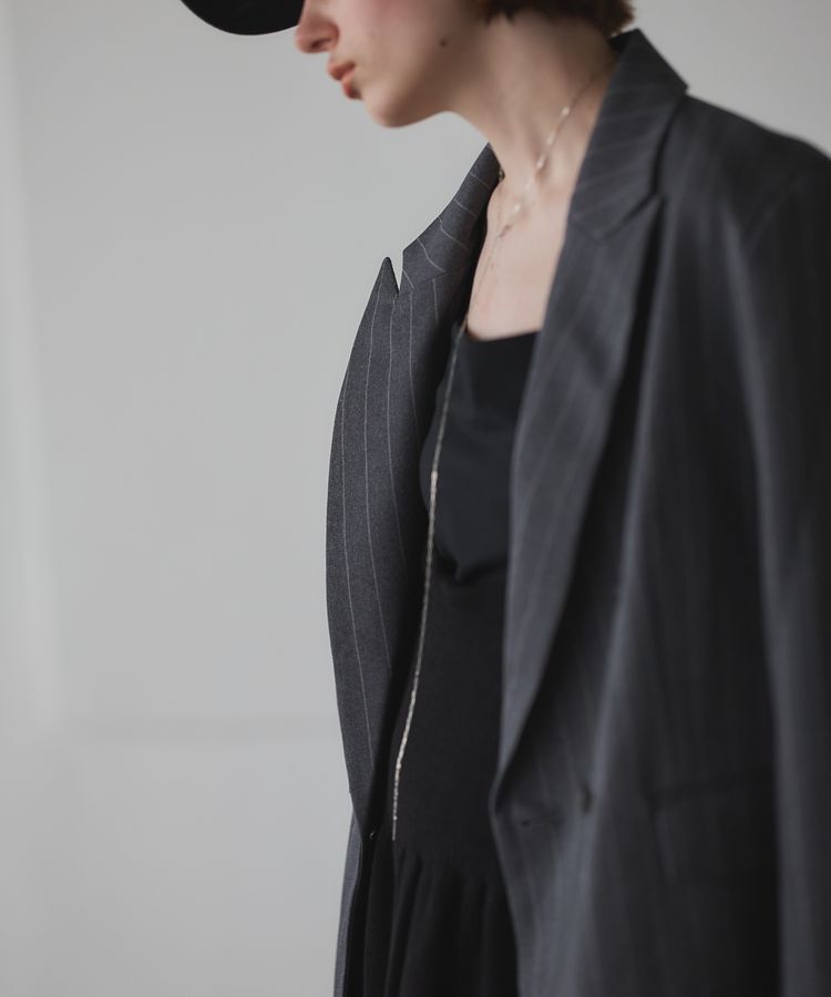 GARAGE OF GOOD CLOTHING「ベルト付きストライプダブルテーラージャケット」|テーラードジャケット|