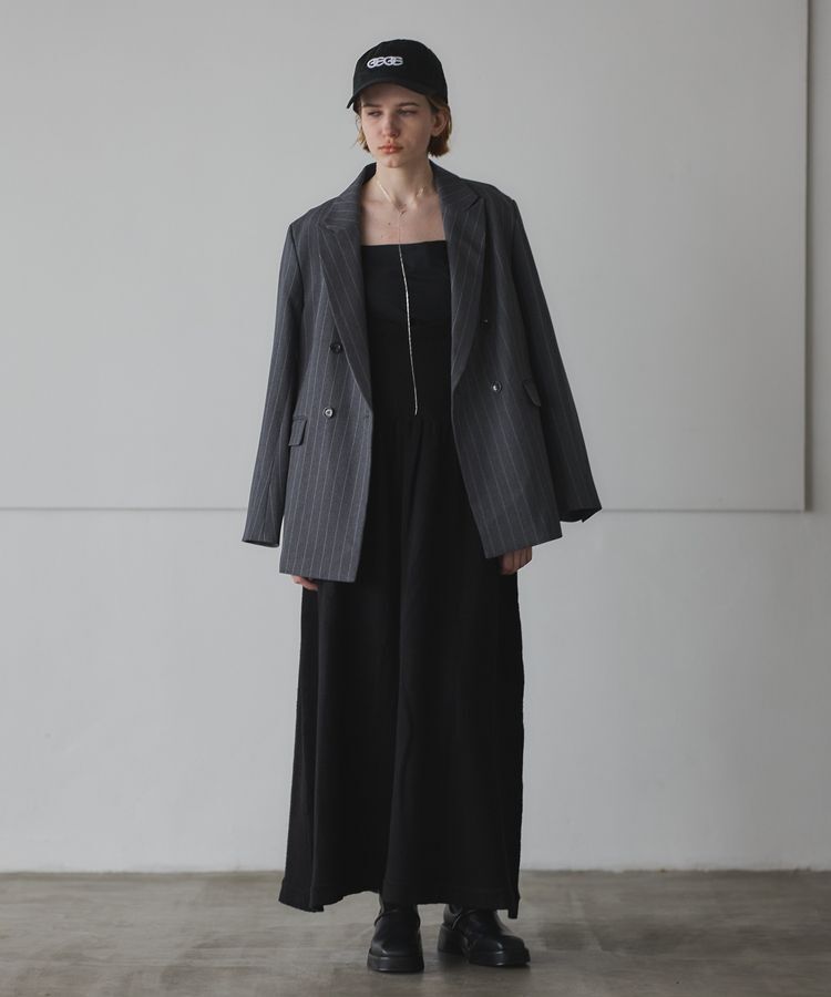 GARAGE OF GOOD CLOTHING「ベルト付きストライプダブルテーラージャケット」|テーラードジャケット|
