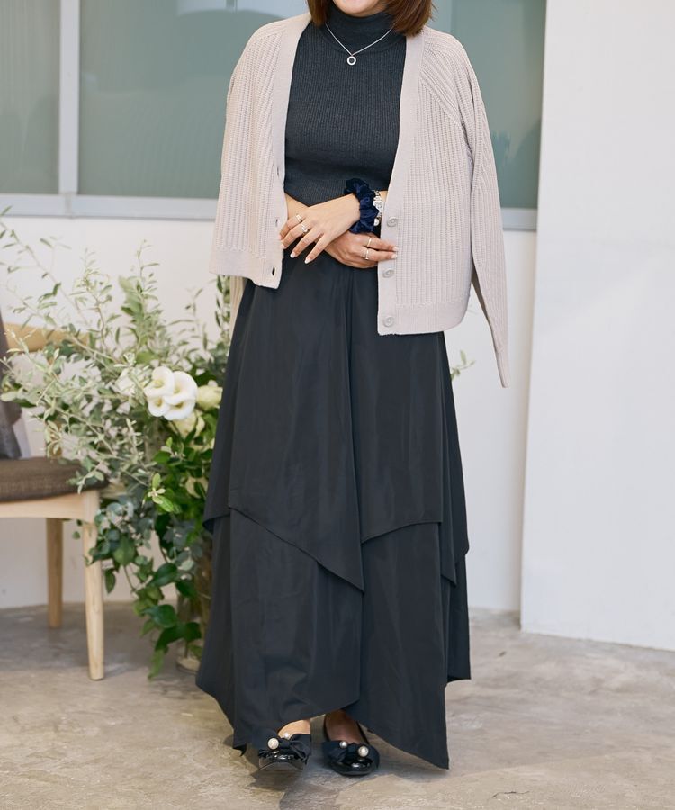 GARAGE OF GOOD CLOTHING「オーバーラップロングスカート」|フレア|