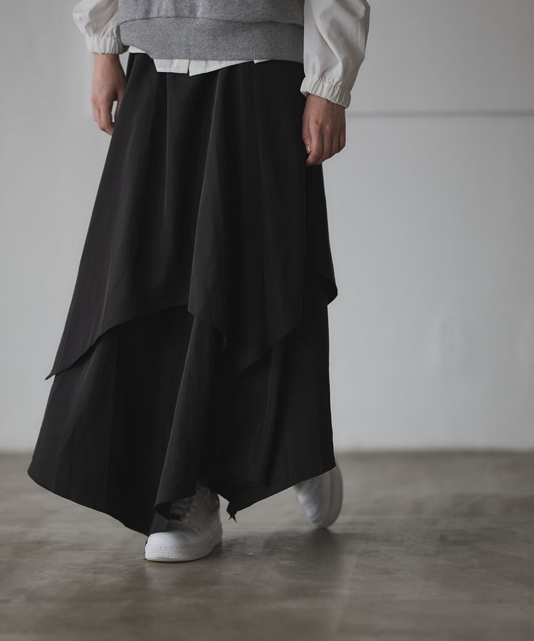 GARAGE OF GOOD CLOTHING「オーバーラップロングスカート」|フレア|