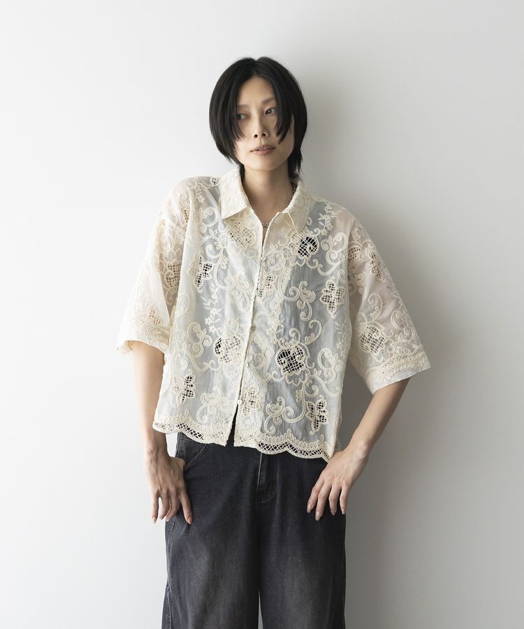 GARAGE OF GOOD CLOTHING「開襟レースハーフスリーブシャツ」|シャツ・ブラウス|
