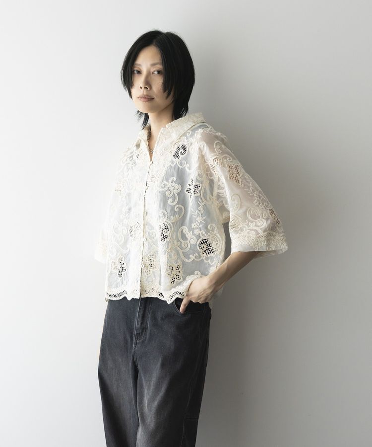 GARAGE OF GOOD CLOTHING「開襟レースハーフスリーブシャツ」|シャツ・ブラウス|