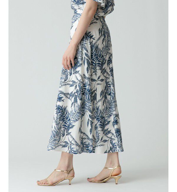 allureville「リーフプリントサイドギャザースカート」|スカート|