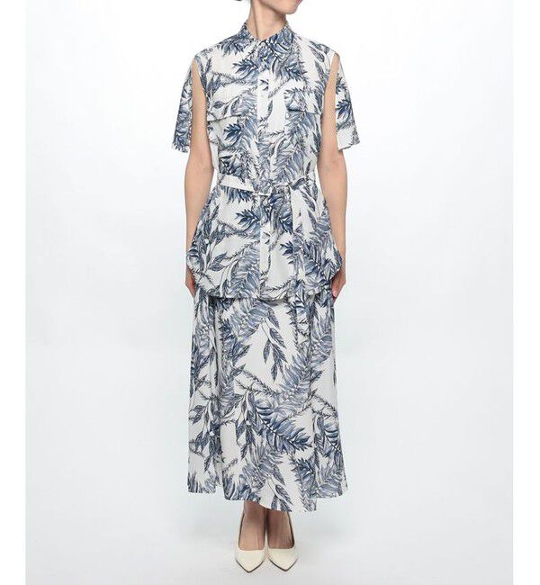 allureville「リーフプリントサイドギャザースカート」|スカート|