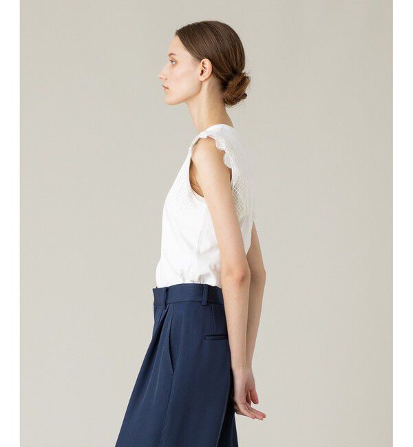 LOULOU WILLOUGHBY「【LOULOU WILLOUGHBY】レーストリミングTシャツ」|Tシャツ・カットソー|