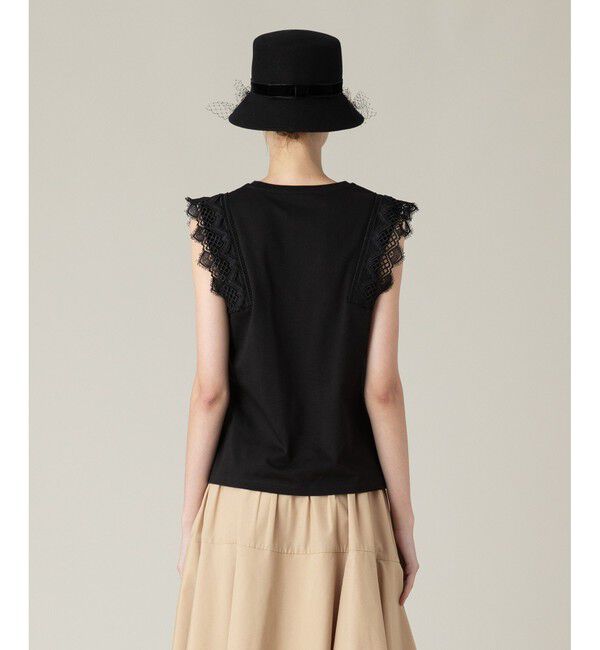 LOULOU WILLOUGHBY「【LOULOU WILLOUGHBY】レーストリミングTシャツ」|Tシャツ・カットソー|