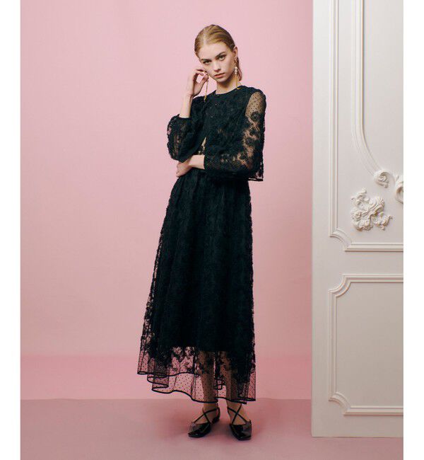 LOULOU WILLOUGHBY「【LOULOU WILLOUGHBY】ドットフラワーシシュウブルゾン」|ブルゾン・スタジャン|