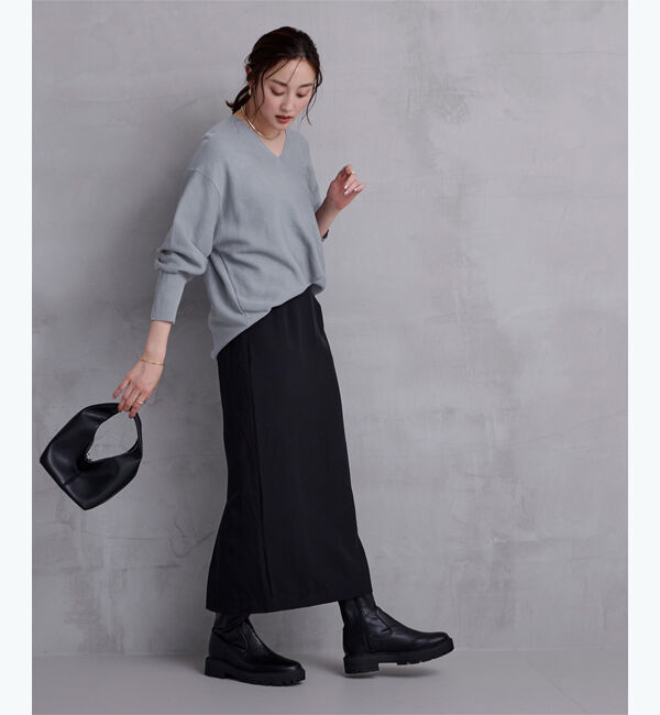 ur's「前後Vネックオーバーサイズニットトップス」|ニット・セーター|グレイッシュブルー