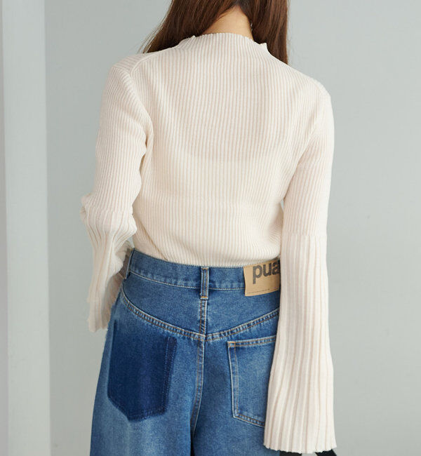  「フレアスリーブハイネックリブニットプルオーバー」|ニット・セーター|