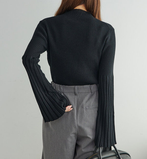  「フレアスリーブハイネックリブニットプルオーバー」|ニット・セーター|