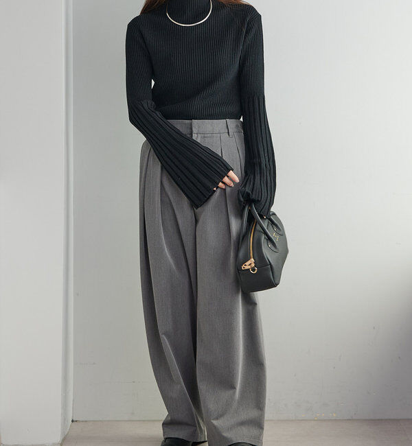  「フレアスリーブハイネックリブニットプルオーバー」|ニット・セーター|