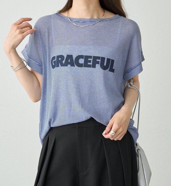  「ミジンボーダーロゴプリントTシャツ」|Tシャツ・カットソー|