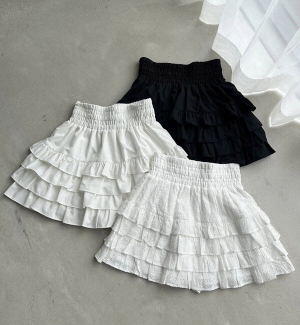  「ティアードフリルミニスカート」|スカート|