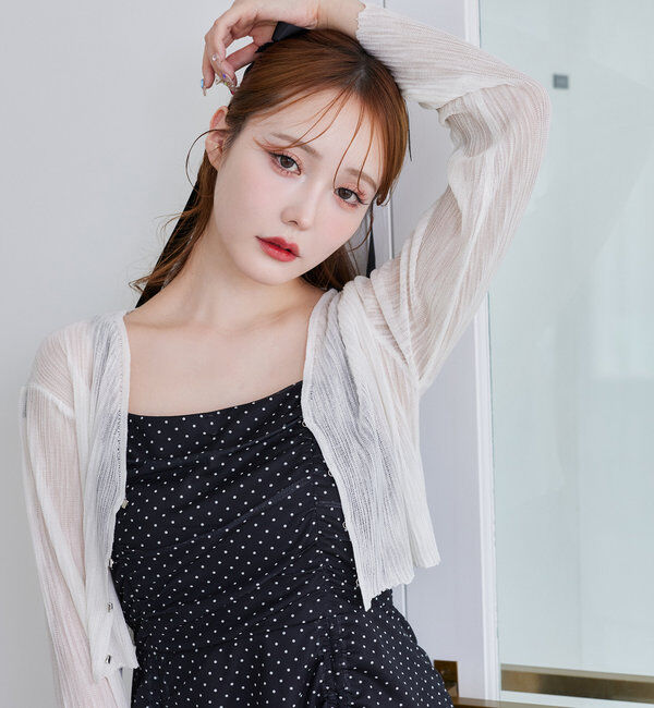  「ホック付きシアーカーデ」|ニット・セーター|