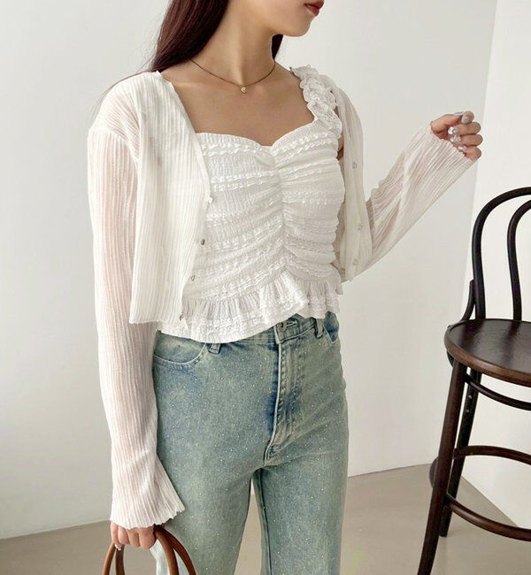  「ホック付きシアーカーデ」|ニット・セーター|