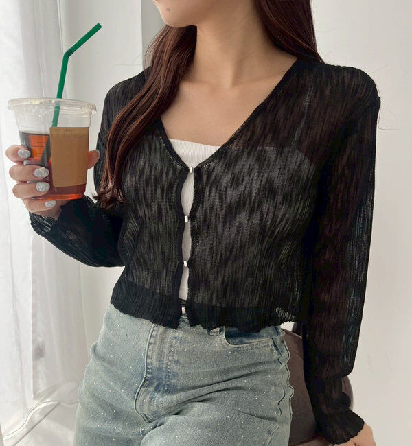  「ホック付きシアーカーデ」|ニット・セーター|