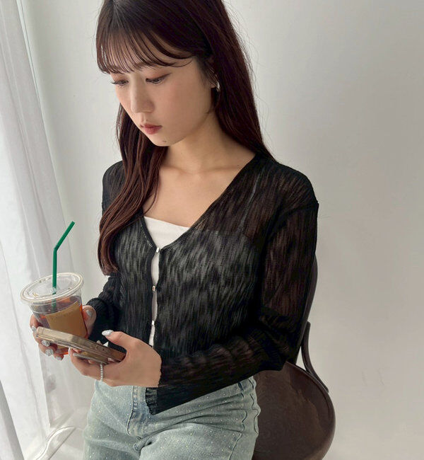  「ホック付きシアーカーデ」|ニット・セーター|