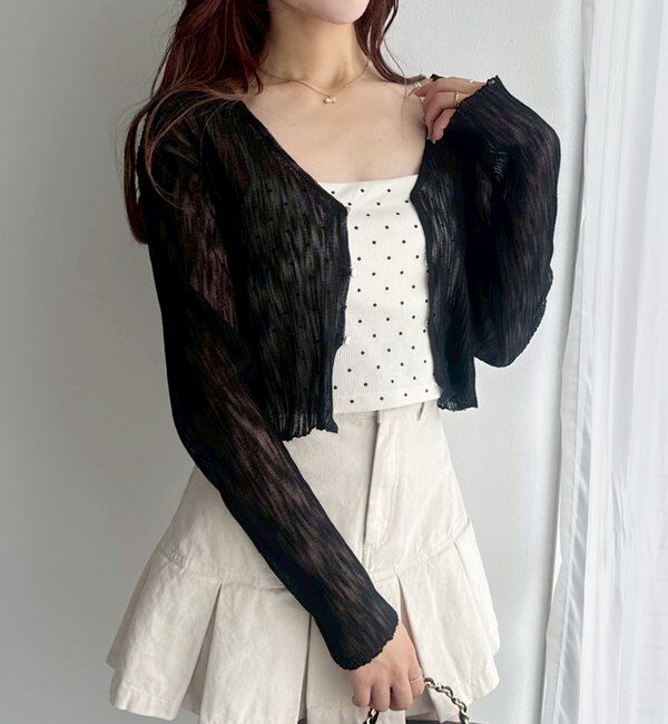  「ホック付きシアーカーデ」|ニット・セーター|