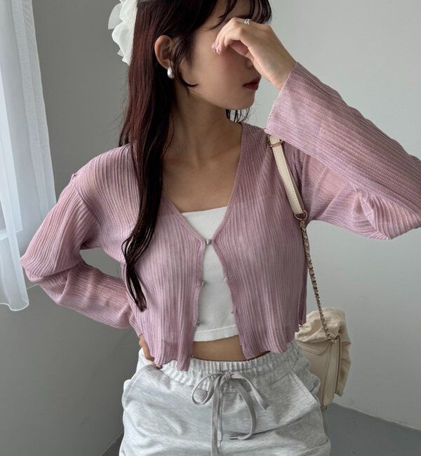  「ホック付きシアーカーデ」|ニット・セーター|