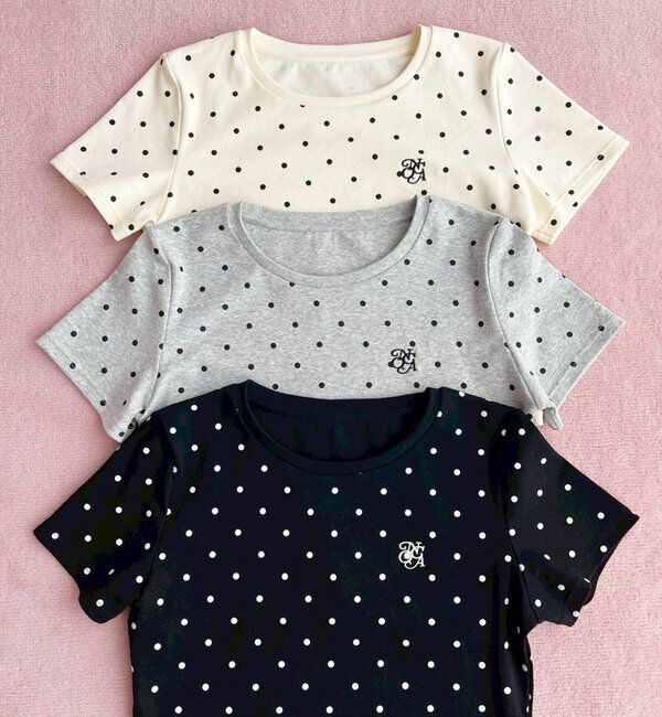 「ワンポイント刺繍ドットTシャツ」|プルオーバー|