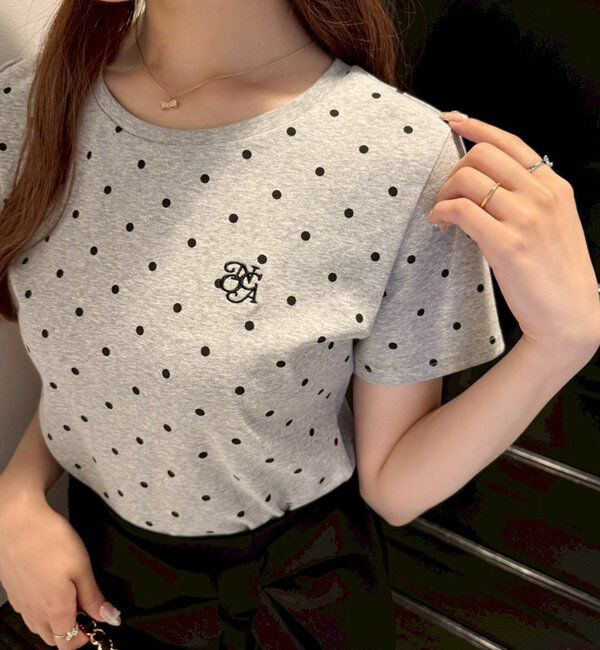  「ワンポイント刺繍ドットTシャツ」|プルオーバー|