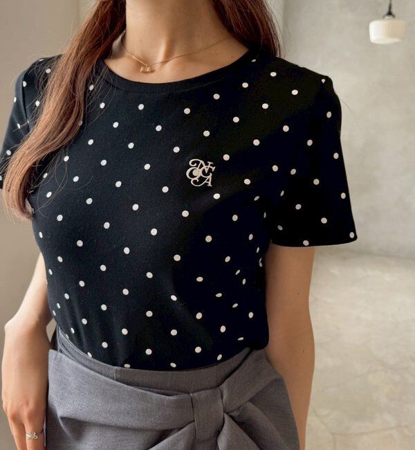 「ワンポイント刺繍ドットTシャツ」|プルオーバー|