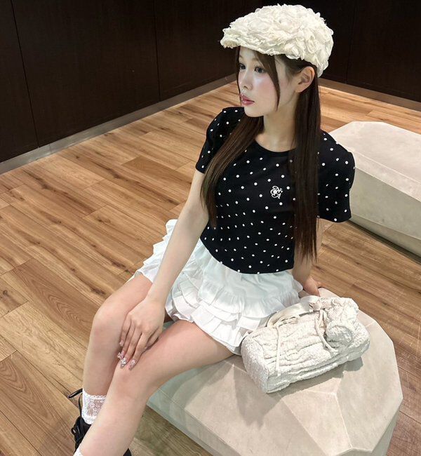  「ワンポイント刺繍ドットTシャツ」|プルオーバー|